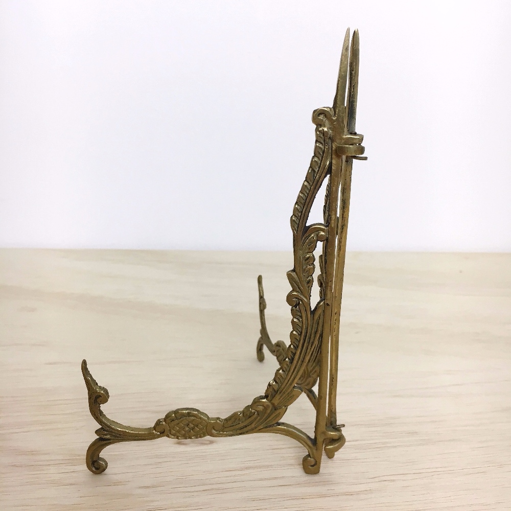 Vintage Brass Folding Plate Stand